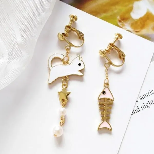 Earrings CatCurio Pet Store Cat Fish Cute Earrings
