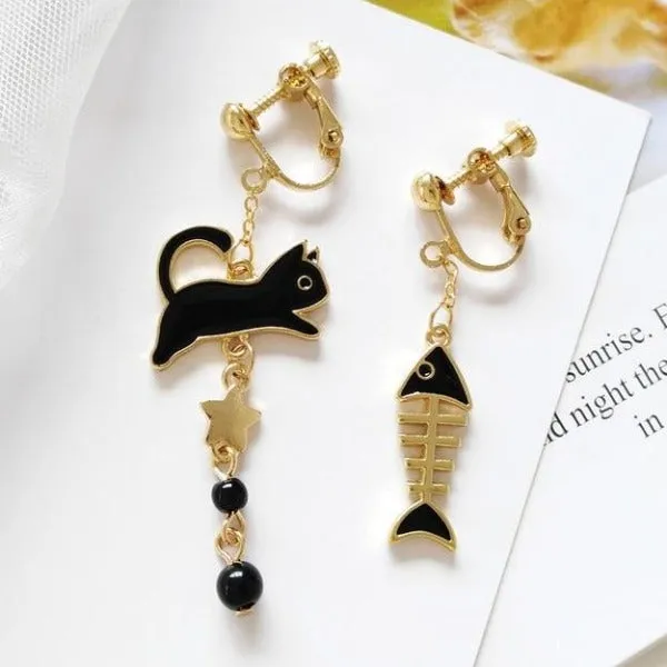 Earrings CatCurio Pet Store Cat Fish Cute Earrings