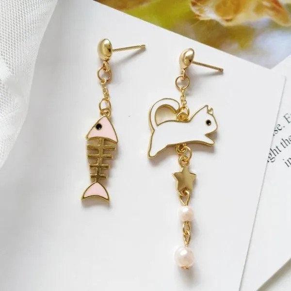 Earrings CatCurio Pet Store Cat Fish Cute Earrings