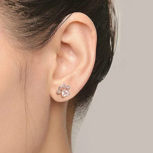 Earrings CatCurio Pet Store Worlds Best Cat Supplies Store Cat Paws Rose Gold Earrings