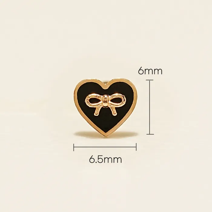Earrings MinimalBijoux 14K Gold Black Heart Ribbon Cartilage Earring 20G