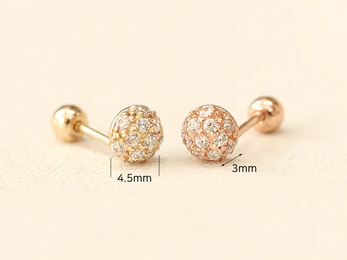 Earrings MinimalBijoux 14K Gold Cubic Ball Cartilage Earring 20G18G