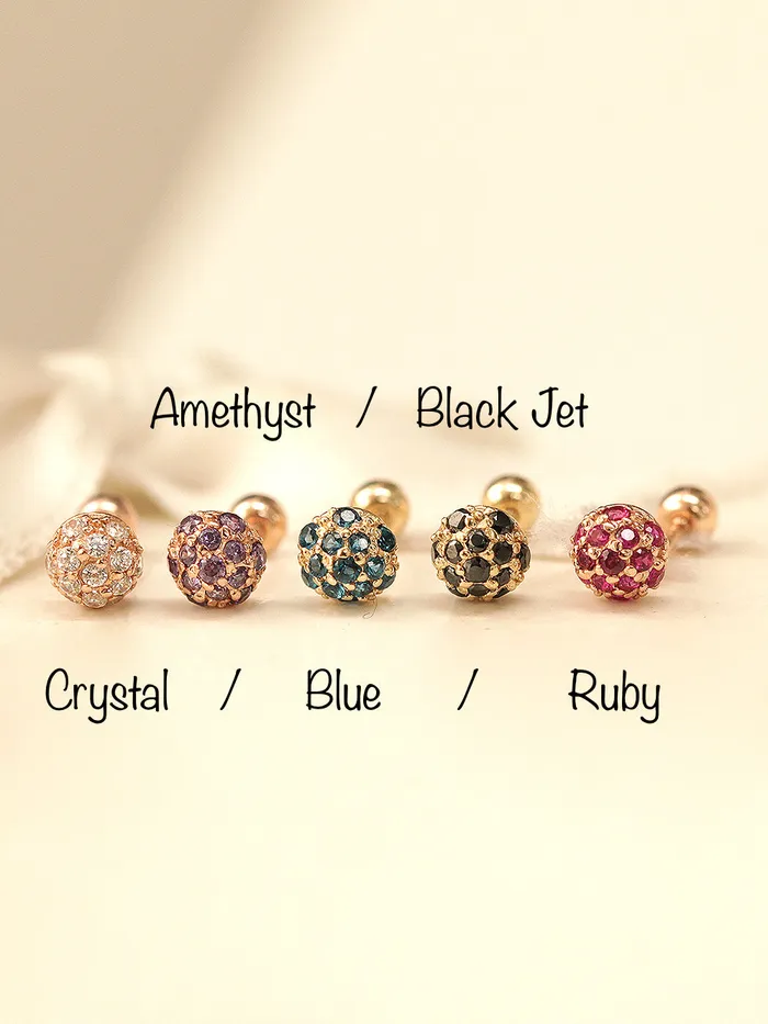 Earrings MinimalBijoux 14K Gold Cubic Ball Cartilage Earring 20G18G