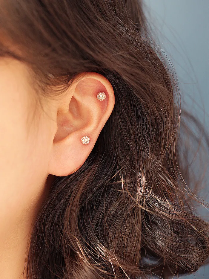 Earrings MinimalBijoux 14K Gold Cubic Ball Cartilage Earring 20G18G