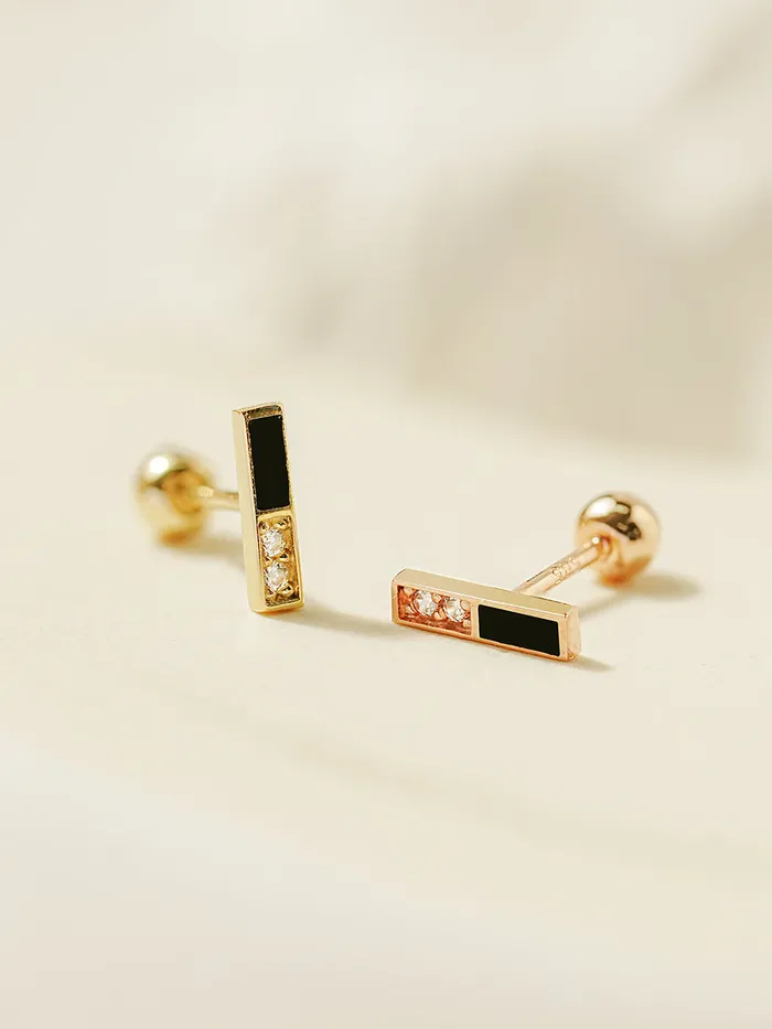 Earrings MinimalBijoux 14K Gold Enamel Cubic Half Stick Cartilage Earring 20G Earrings MinimalBijoux 14K Gold Enamel Cubic Half Stick Cartilage Earring 20G