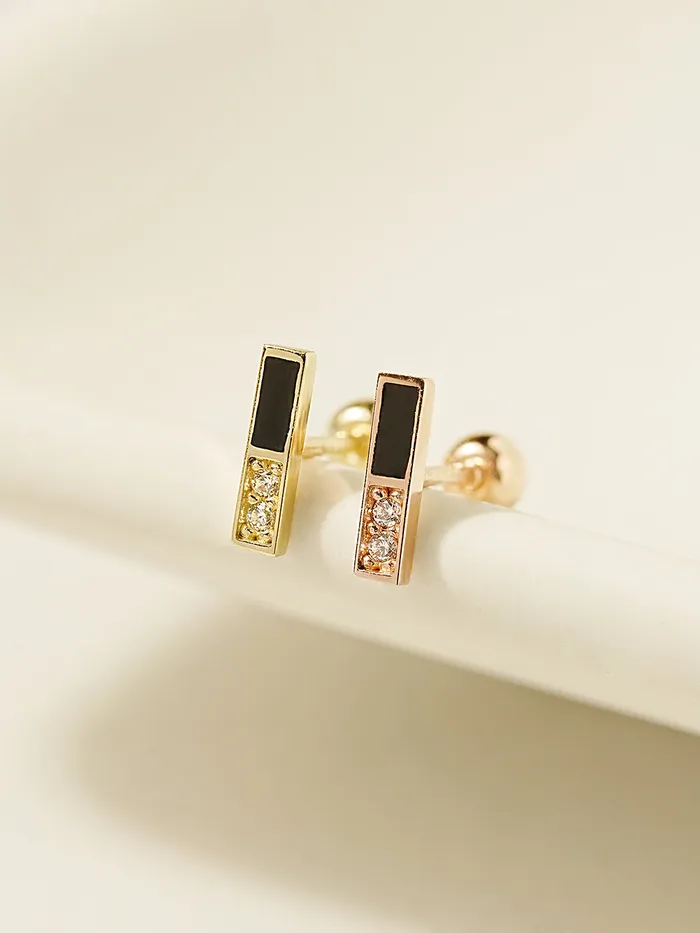 Earrings MinimalBijoux 14K Gold Enamel Cubic Half Stick Cartilage Earring 20G