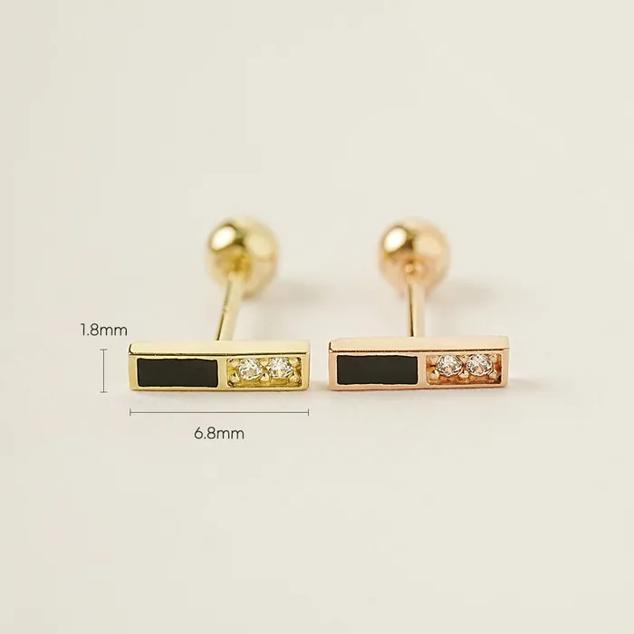 Earrings MinimalBijoux 14K Gold Enamel Cubic Half Stick Cartilage Earring 20G