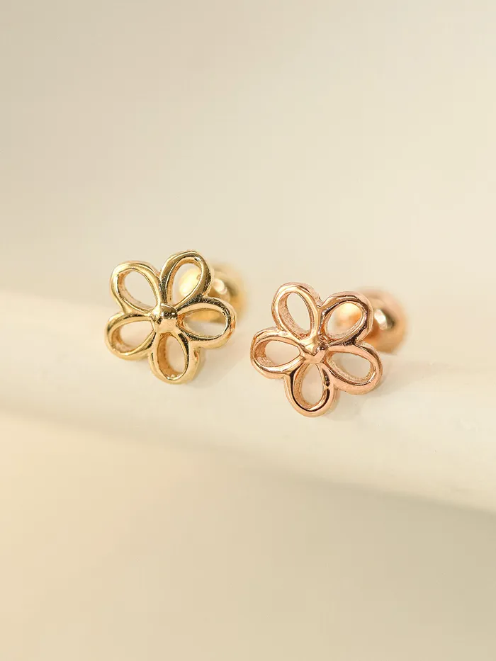 Earrings MinimalBijoux 14K Gold Point Five Petals Cartilage Earring 20G18G16G