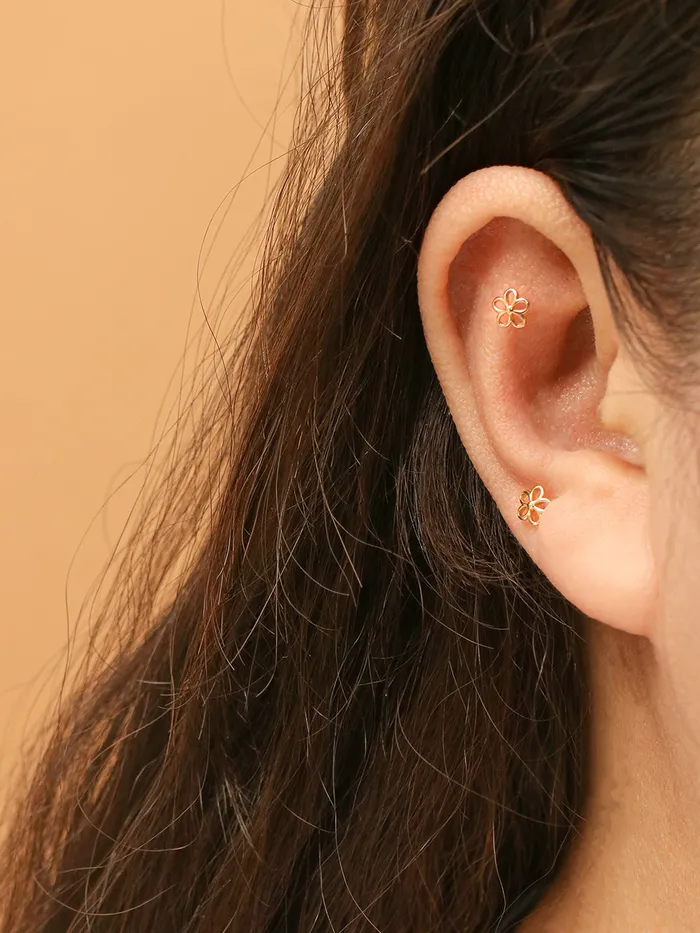 Earrings MinimalBijoux 14K Gold Point Five Petals Cartilage Earring 20G18G16G