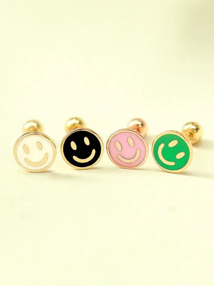 Earrings MinimalBijoux 14K Gold Tiny Smile Cartilage Earring 20G18G16G