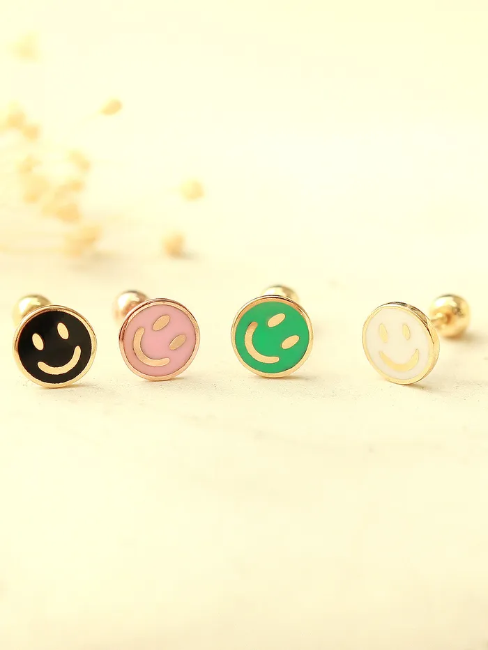 Earrings MinimalBijoux 14K Gold Tiny Smile Cartilage Earring 20G18G16G