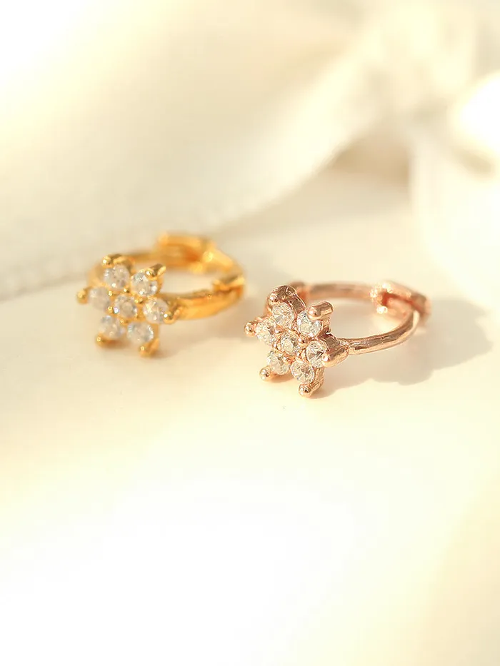 Earrings MinimalBijoux 925 Silver Flower Hoop Earring