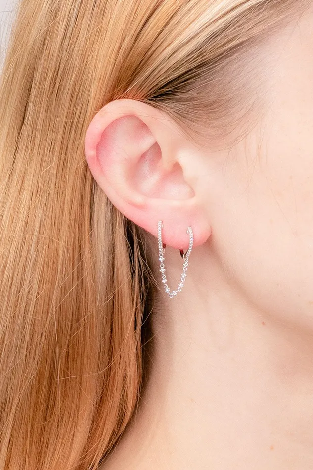 Earrings Princess Bride Diamonds 14k White Gold Diamond Hoop Danglers