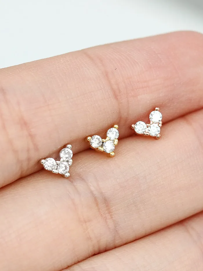 Earrings Tiny CZ heart Cartilage earring MinimalBijoux
