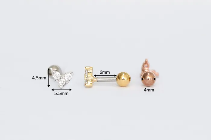Earrings Tiny CZ heart Cartilage earring MinimalBijoux