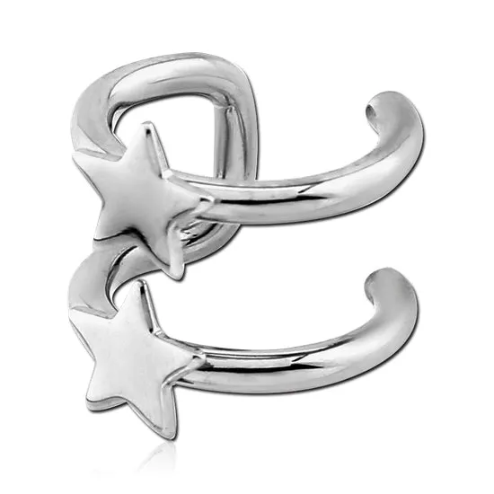 Earrings Tulsa Body Jewelry Stainless Double Star Ear Cuff