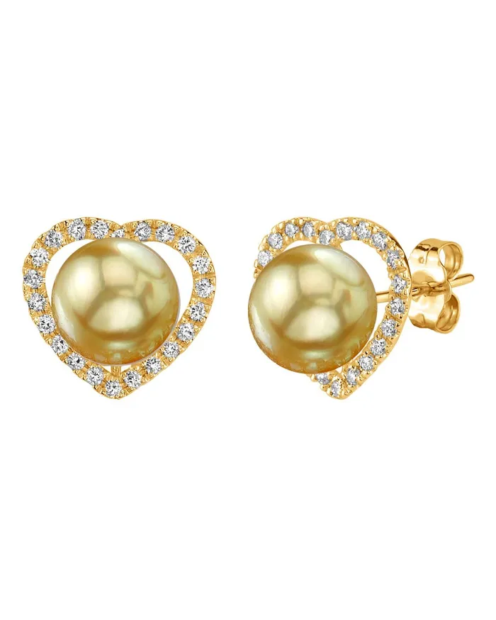 Golden South Sea Pearl Diamond Cherish Earrings SPT Earrings