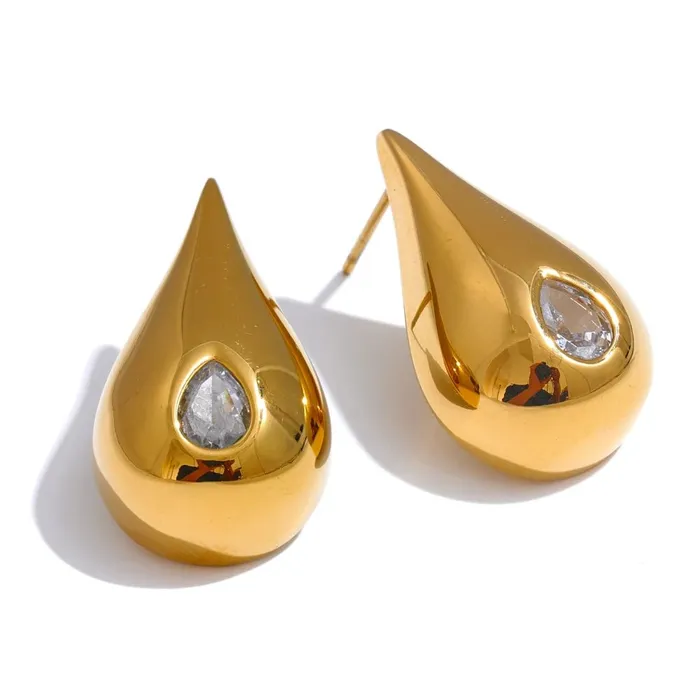 Golden Teardrop Crystal Stud Earrings Mabel Love Co Earrings