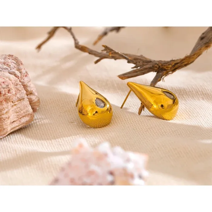 Golden Teardrop Crystal Stud Earrings Mabel Love Co Earrings