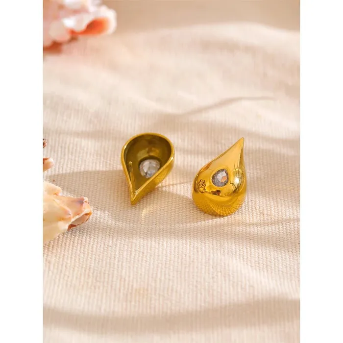 Golden Teardrop Crystal Stud Earrings Mabel Love Co Earrings