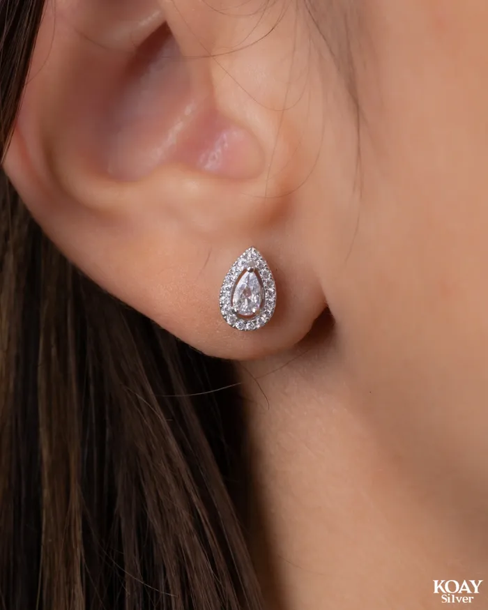 KOAY Silver Store Earrings Oval Zircon 01 Earring