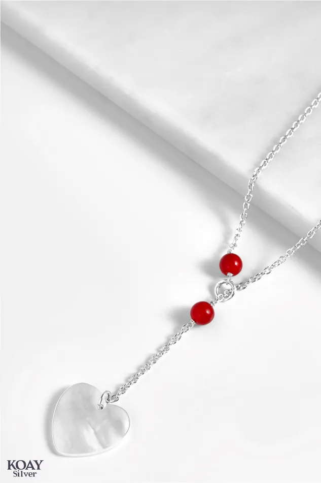 KOAY Silver Store Heart Sadaf Necklace Necklaces