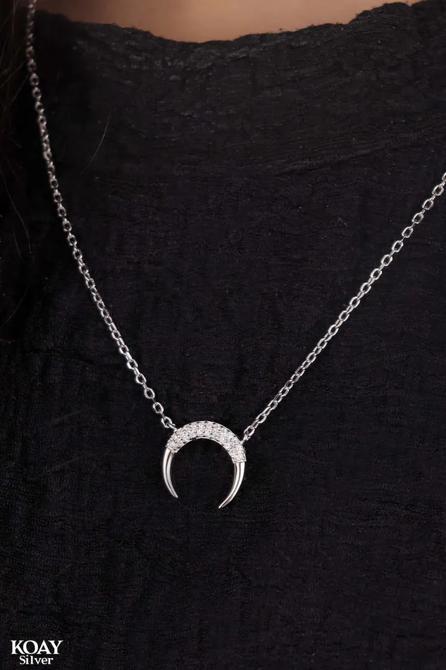 KOAY Silver Store Necklaces Down Crescent 03 Necklace