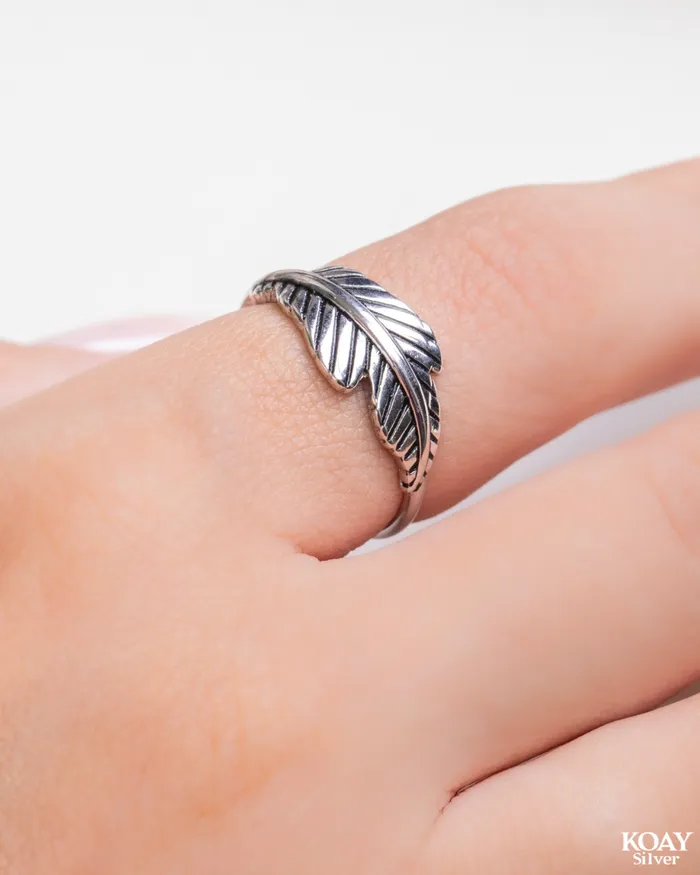 KOAY Silver Store Plain Leaf Ring Rings