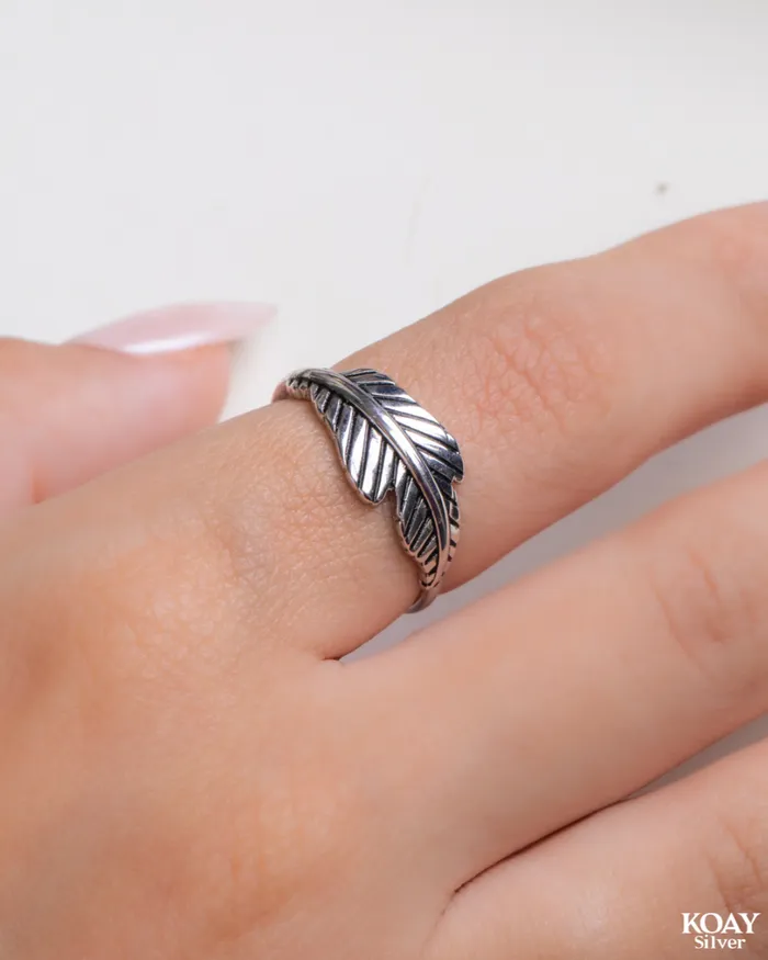 KOAY Silver Store Plain Leaf Ring Rings