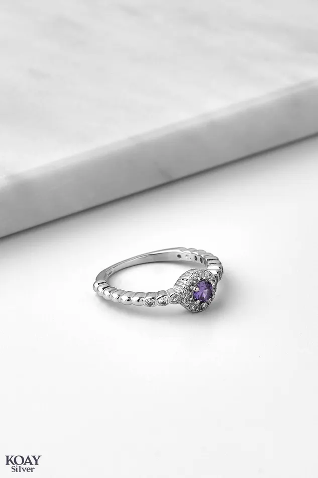 KOAY Silver Store Rings Zircon 044Purple Ring