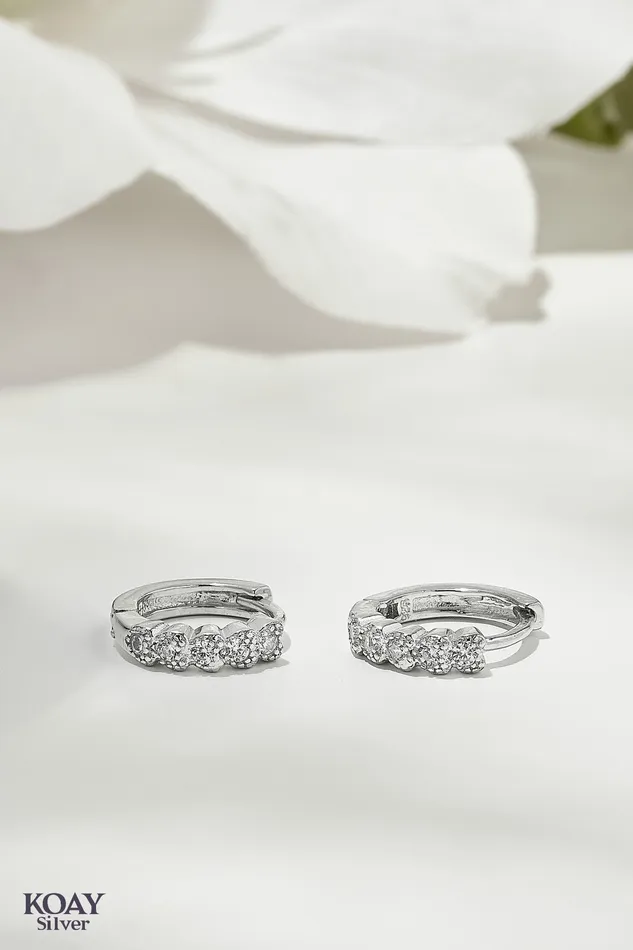 KOAY Silver Store Zircon Hearts Hoop Earring Earrings