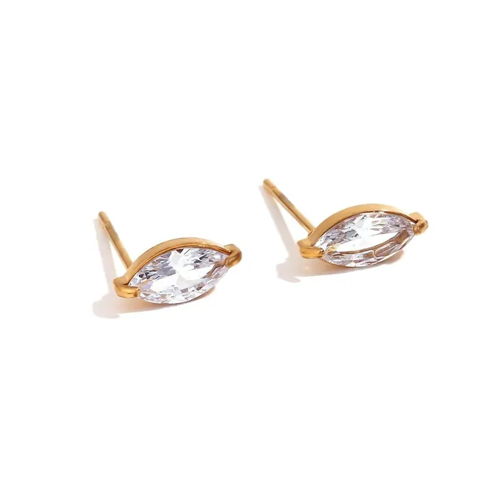 Mabel Love Co Earrings 3 Pairs 18K Gold Plated Mini Zircon Flower Stud Earrings for Women