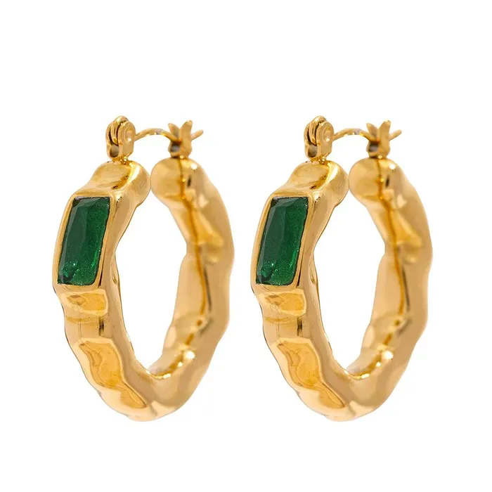 Mabel Love Co Earrings Golden Gem Hoop Earrings