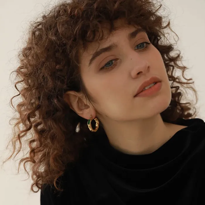 Mabel Love Co Earrings Golden Gem Hoop Earrings
