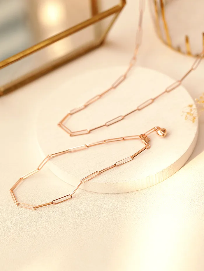MinimalBijoux 14K 18K Gold Slim Clip Round Chain Bracelet Anklet Bracelets