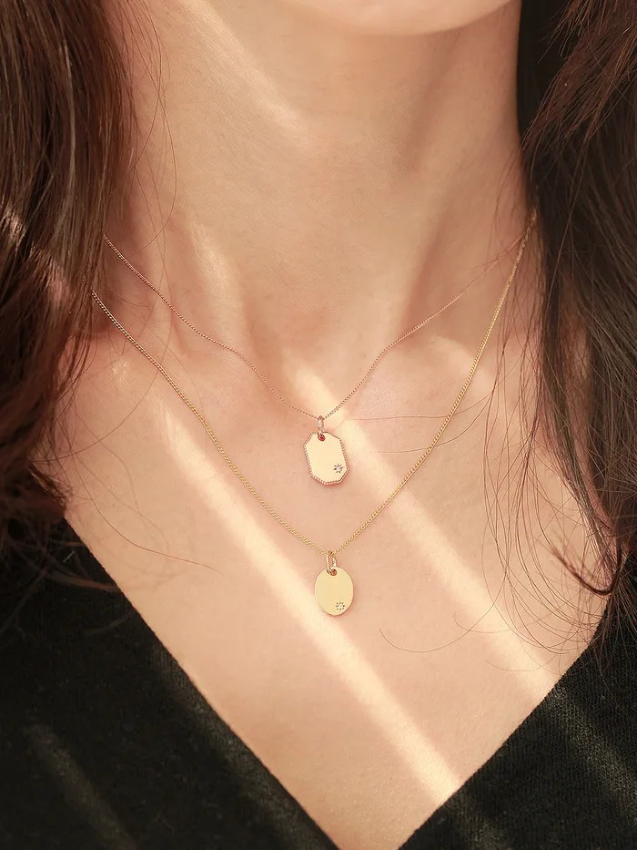MinimalBijoux 14K 18K OVAL OCTAGONAL ANGLE NECKLACE Necklaces