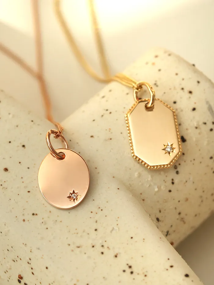 MinimalBijoux 14K 18K OVAL OCTAGONAL ANGLE NECKLACE Necklaces