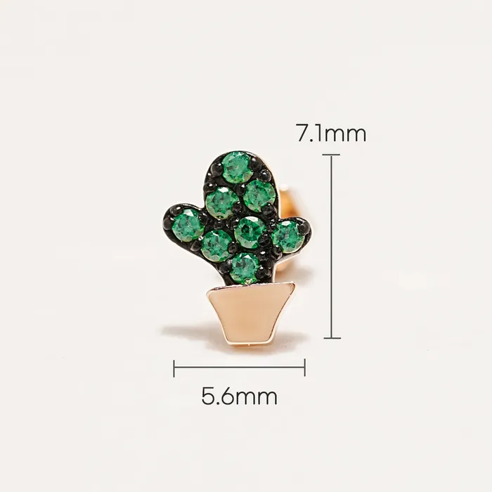 MinimalBijoux 14K Gold Cutie Cactus Cartilage Earring 18G Earrings