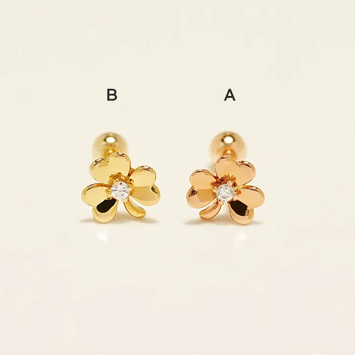 MinimalBijoux 14K Gold Lucky Clover Cartilage Earring 20G18G16G Earrings
