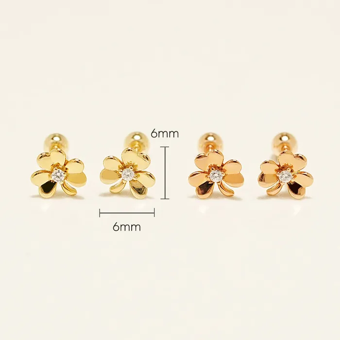 MinimalBijoux 14K Gold Lucky Clover Cartilage Earring 20G18G16G Earrings