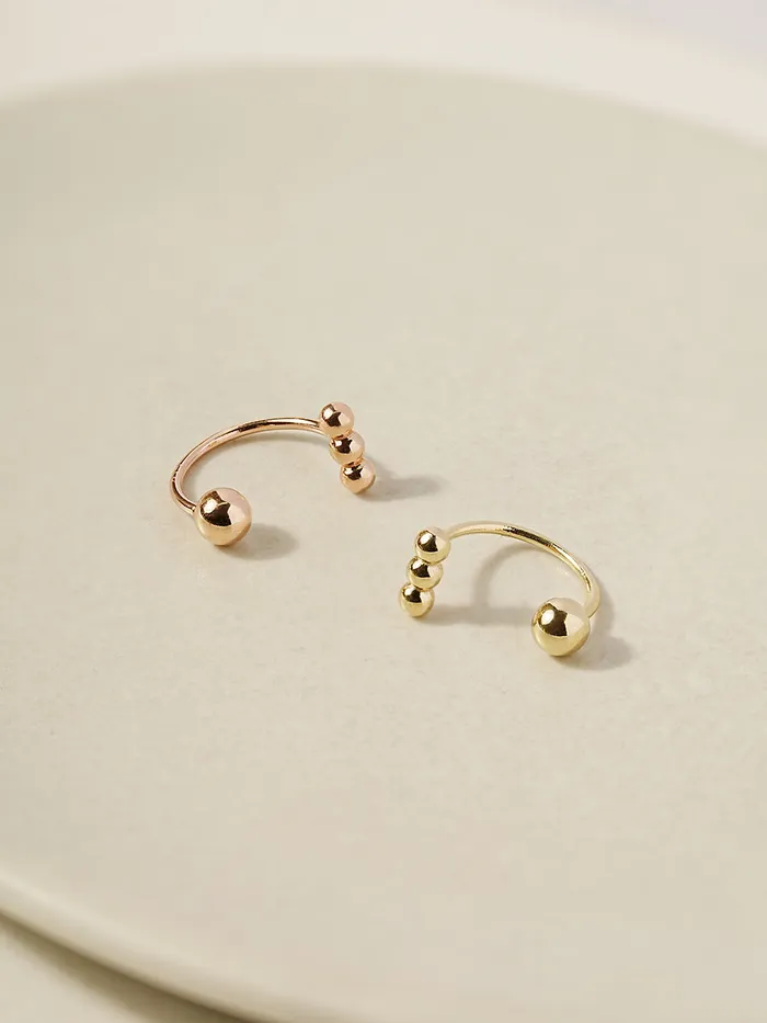 MinimalBijoux 14K Gold Mini Triple Ball Curve Piercing 20G PreStyled Sets