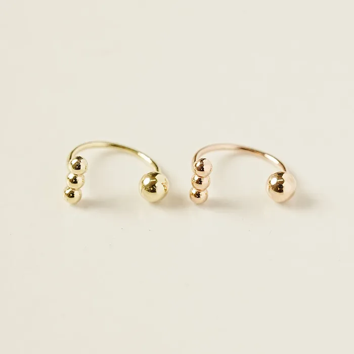 MinimalBijoux 14K Gold Mini Triple Ball Curve Piercing 20G PreStyled Sets