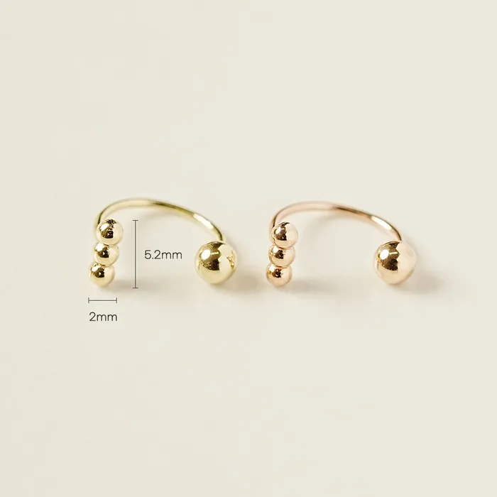 MinimalBijoux 14K Gold Mini Triple Ball Curve Piercing 20G PreStyled Sets