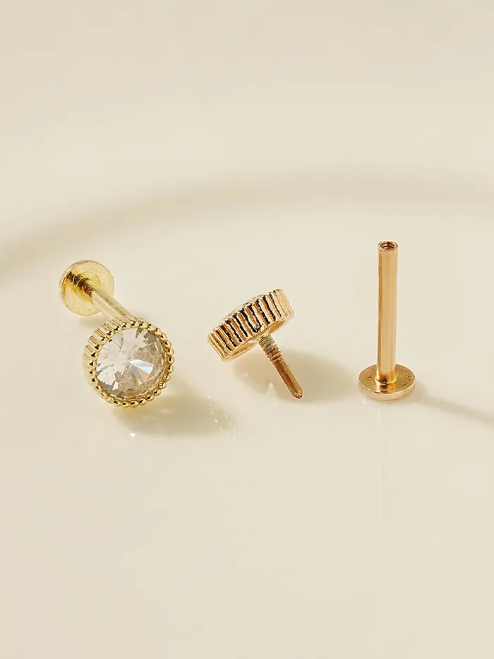 MinimalBijoux 14K Gold Simple Round Internally Threaded Labret Piercing 18G16G Rings
