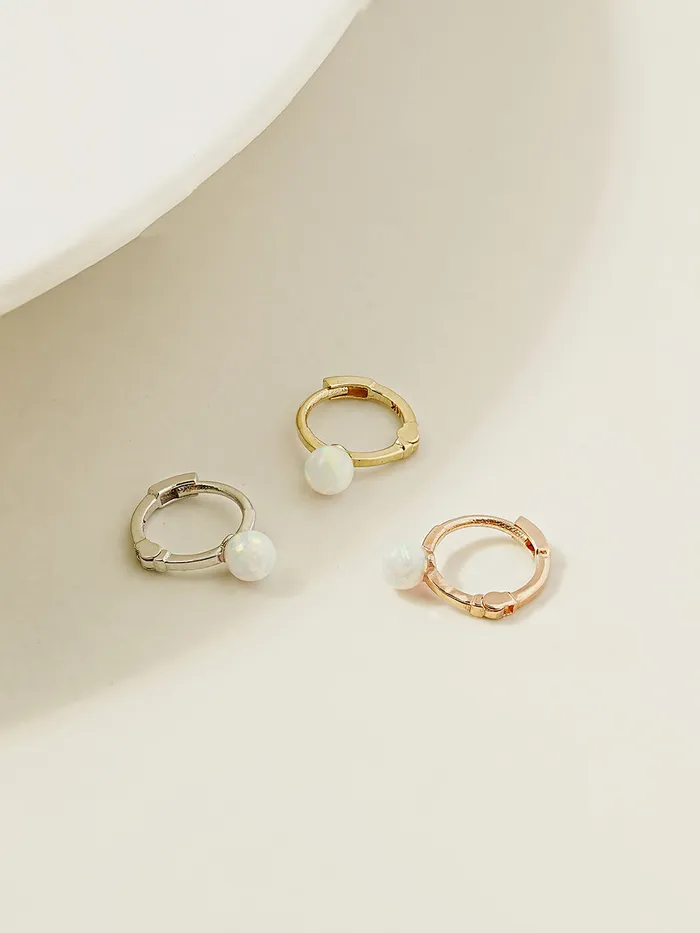 MinimalBijoux Earrings 14K 18K Gold Opal Cartilage Hoop Earring