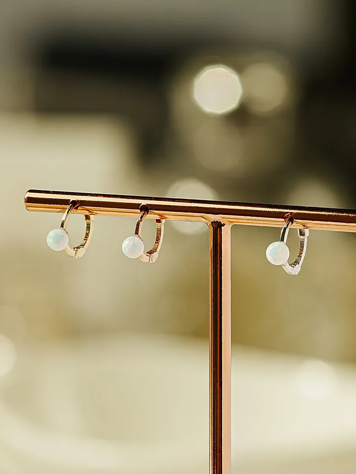 MinimalBijoux Earrings 14K 18K Gold Opal Cartilage Hoop Earring