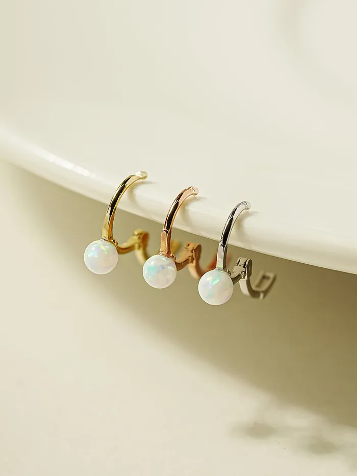 MinimalBijoux Earrings 14K 18K Gold Opal Cartilage Hoop Earring