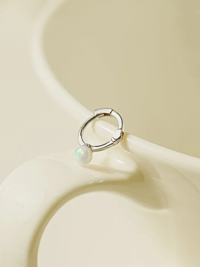 MinimalBijoux Earrings 14K 18K Gold Opal Cartilage Hoop Earring