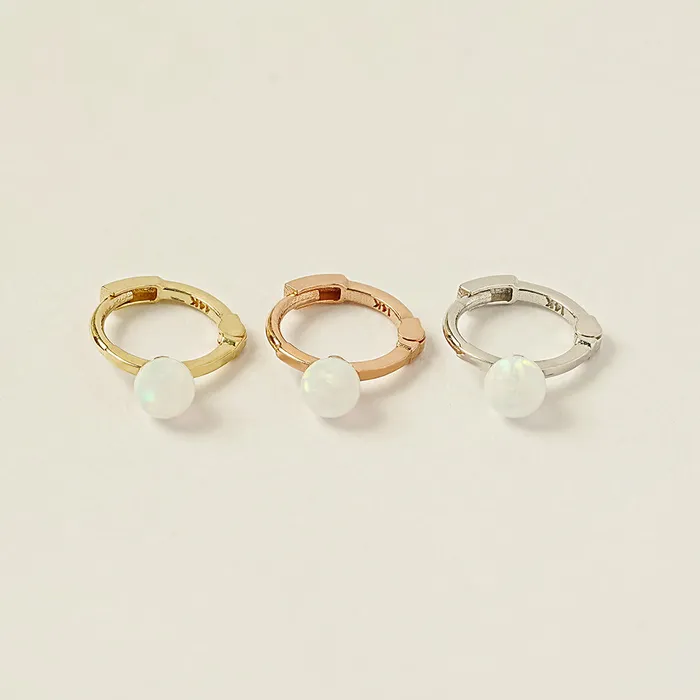 MinimalBijoux Earrings 14K 18K Gold Opal Cartilage Hoop Earring