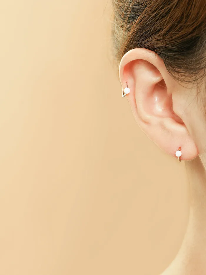 MinimalBijoux Earrings 14K 18K Gold Opal Cartilage Hoop Earring